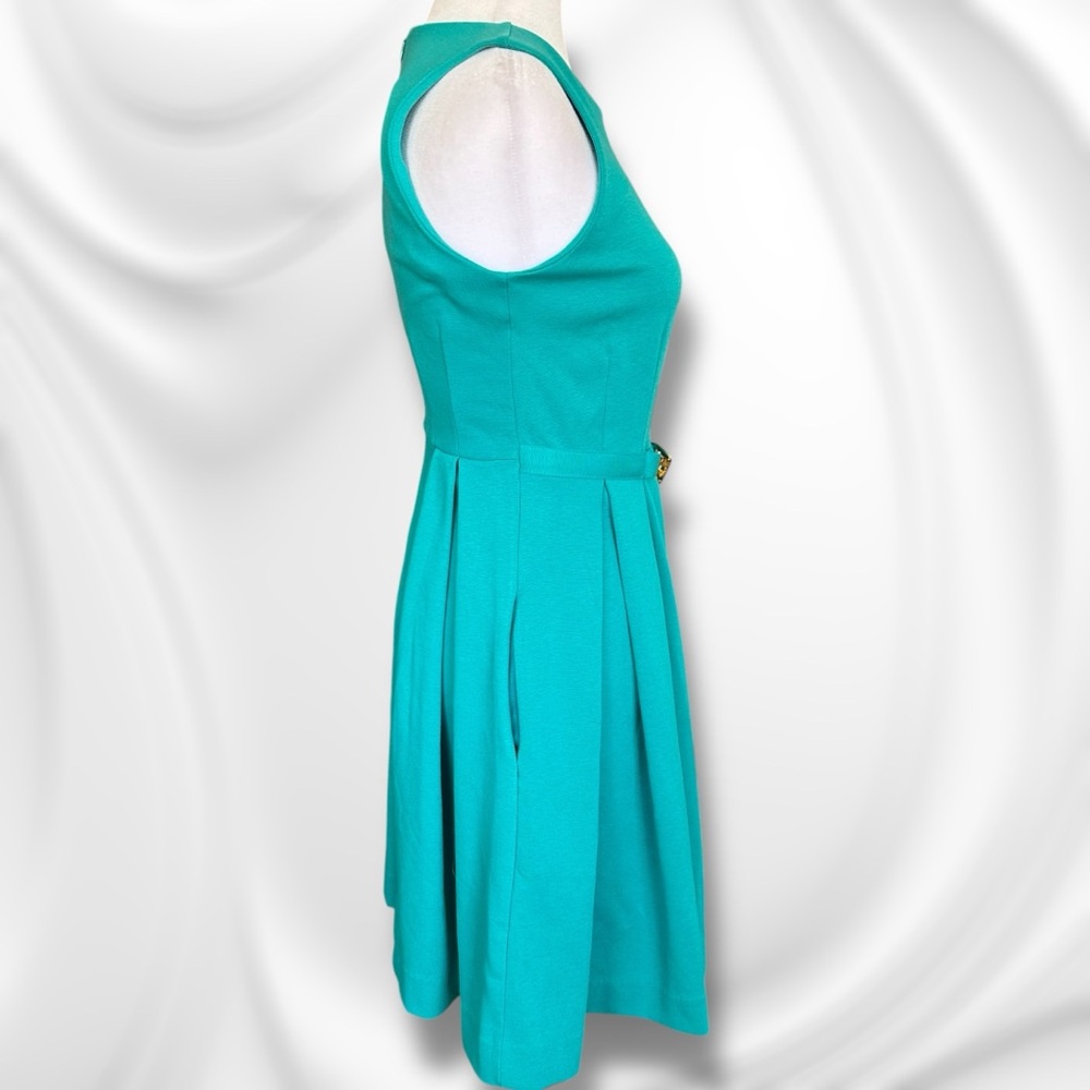 Jennifer Lopez Teal Sleeveless Dress With Pockets and Buckle - Picture 3 of 13